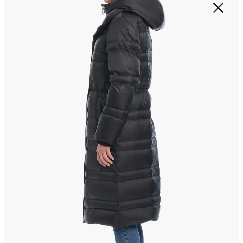 NWT Kate Spade New York Quilted Long Down Parka With Bib, Black Size Small - Picture 3 of 16